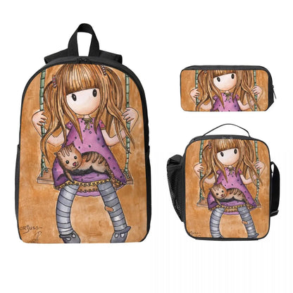 Santoro Gorjuss 3‑Piece Student Backpack Set – BookBag, Lunch Bag & Pencil Case