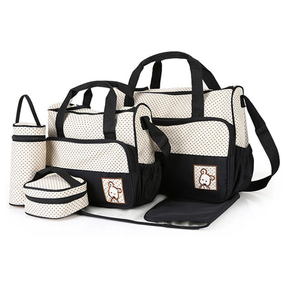 Parent child travel mommy bag fashion crossbody bag home multifunctional large capacity handbag Five piece diaper bag set