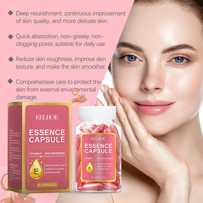 60Pcs Hyaluronic Acid Capsules Essence Moisturizing Brightening Even Skin Tone Niacinamide Whitening Serum Capsule Face Care