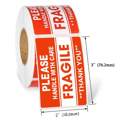 100PCS Fragile Stickers (Handle With Care · Warning Labels · Packaging Supplies)