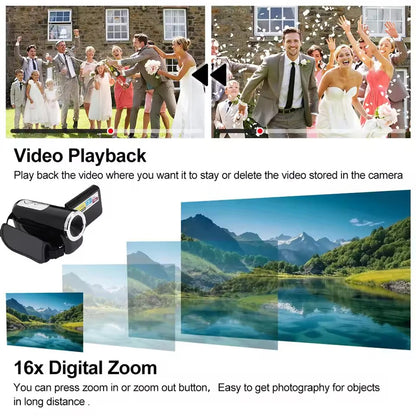 2.4" HD 1080P Digital Camera &amp; Rotatable Camcorder (16MP)