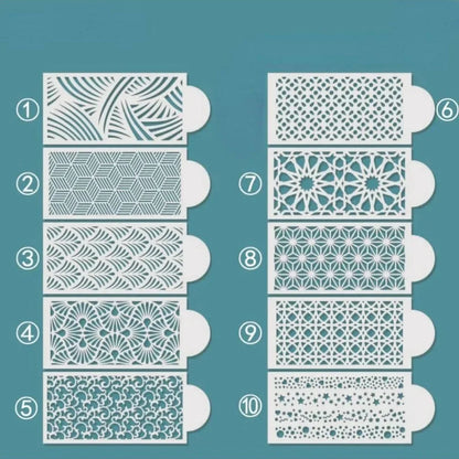 10PCS/set DIY Fondant Stencil Reusable Cake Decorating Stencil Plastic Spray Mold Stencils Cake Drawing Painting Decorating tool