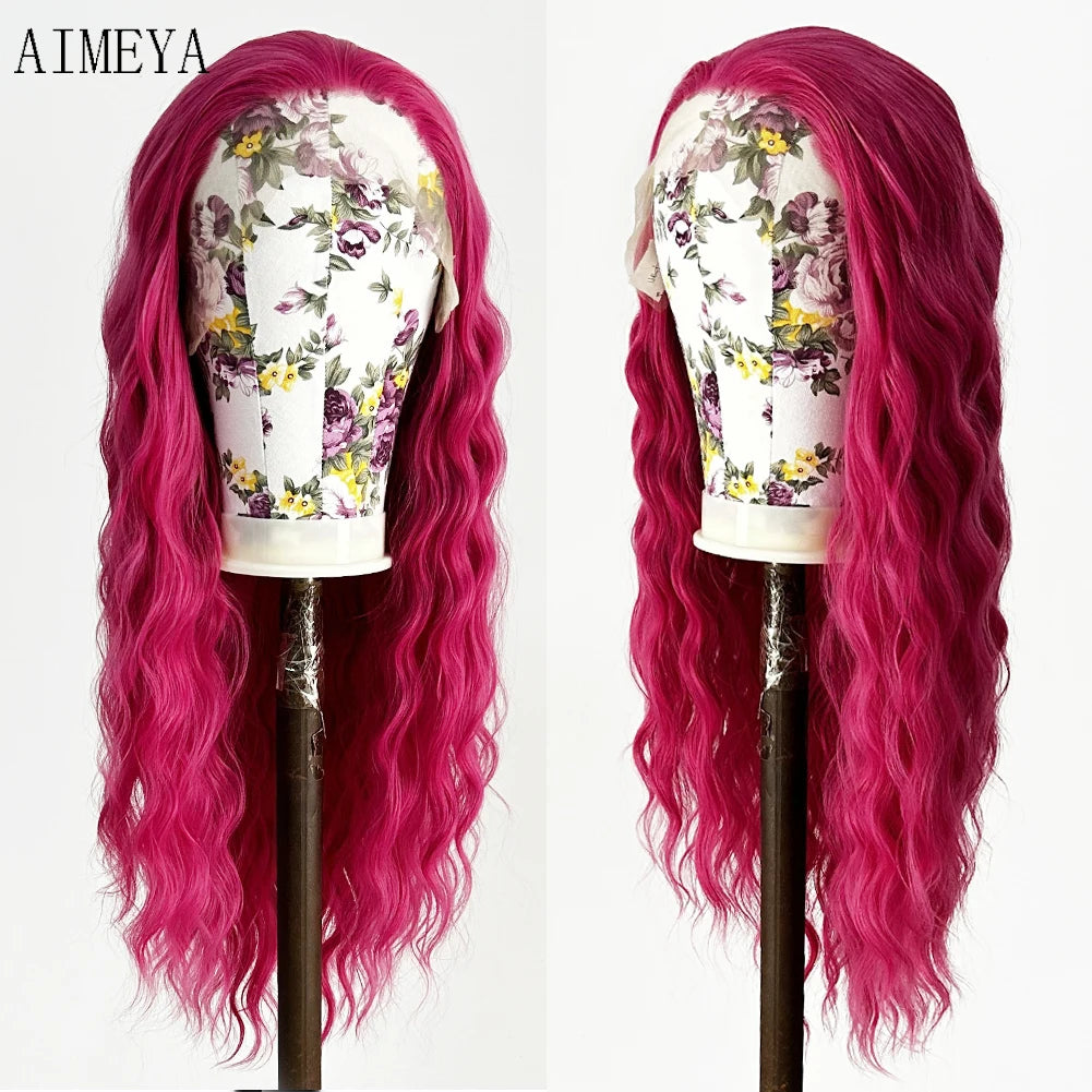 AIMEYA Synthetic Lace Front Wigs for Women Natural Hairline Long Brown Wig Pre Plucked Cosplay