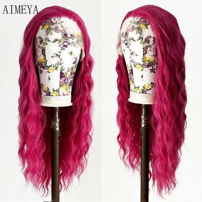 AIMEYA Synthetic Lace Front Wigs for Women Natural Hairline Long Brown Wig Pre Plucked Cosplay