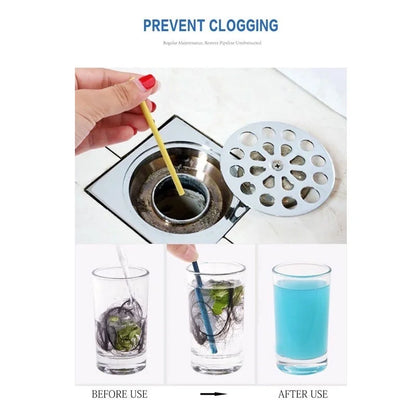 12 PCS Sticks Pipe Deodorizer Easy Drain Cleaning Sanitation Enzyme Rod Clog Remover Odors Eliminator Sewer Dredging