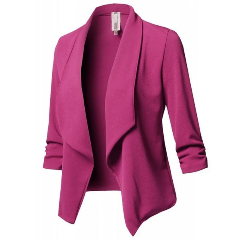 Women’s Waterfall Open‑Front Blazer – Asymmetrical Long Jacket