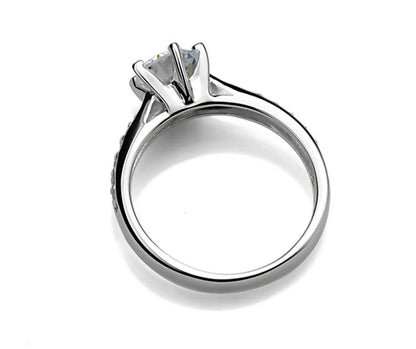 925 Sterling Silver Six‑Claw Classic Ring – Elegant 0.70ct Imitation Diamond Women’s Luxury Jewelry