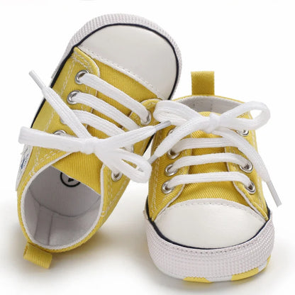 Baby Classic Canvas Sports Shoes Gender Free First Pair of Toddler Baby Shoes Non Slip Soft Soles Newborn Baby Crib Shoes