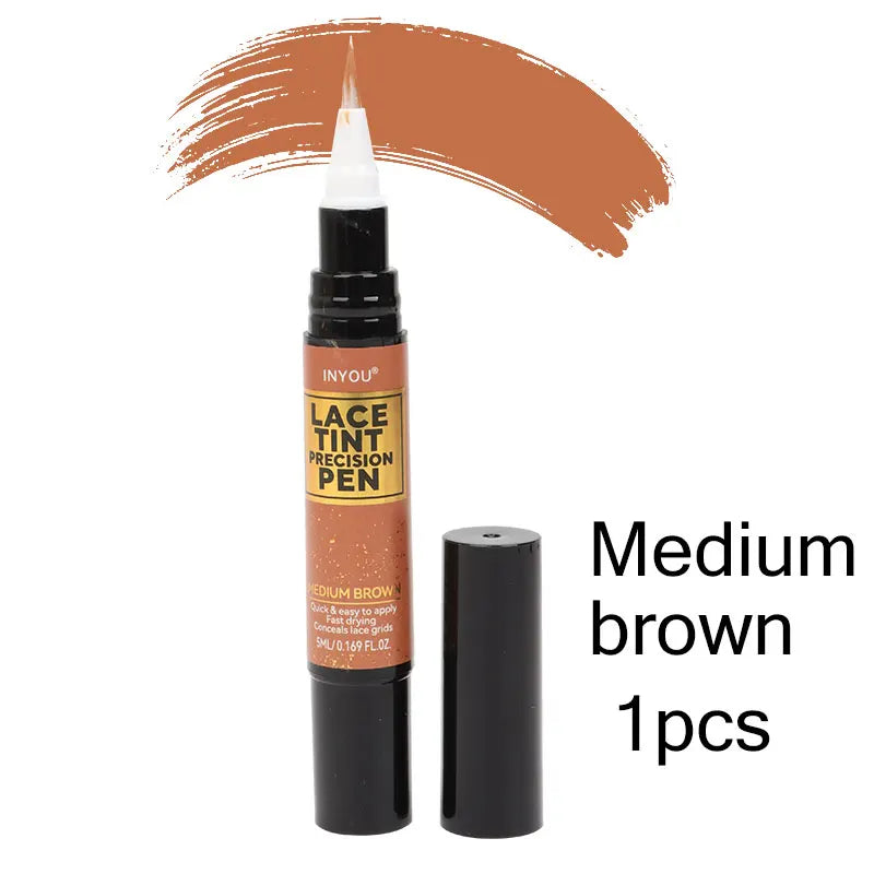 Lace Tint Pen Tinted Lace Precision Parting Pen Black Medium Dark Light Brown 5Ml 0.17Oz - Wig Lace Tint With Brush Applicatior