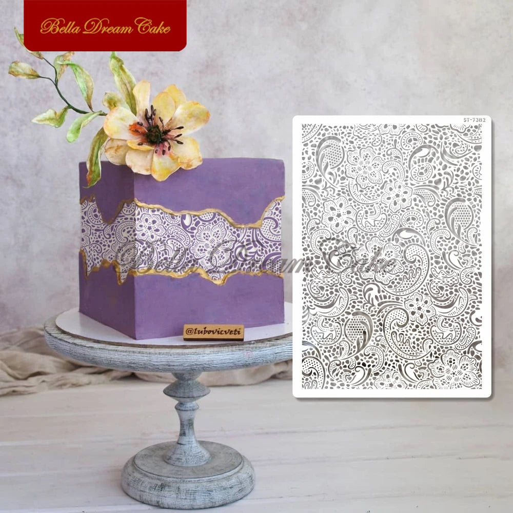 Various Flower Leaf Design Fondant Cake Stencil DIY Royal Cream Border Mold PET Drawing Template Cake Decorating Tools Bakeware