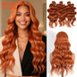 FASHION IDOL 24inch 300g/3pcs Deep Wave Crochet Hair Synthetic Water Wave Braiding Hair Ombre Rainbow color Fake Hair Extensions