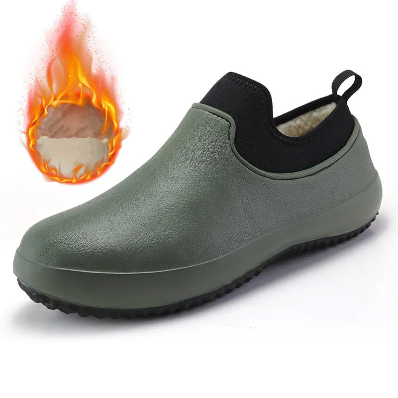 Mens Kitchen Working Shoes Non-slip Waterproof Chef Shoes Casual Unisex Work Shoes Water Shoes Rain Cotton Boots Plus Size 35-47