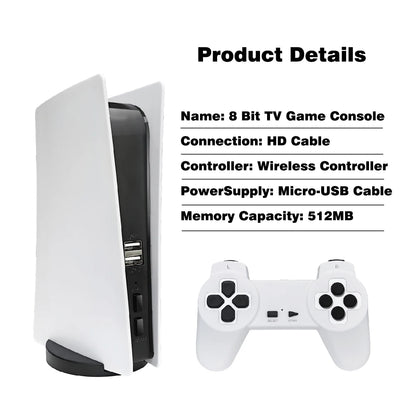 GS5 4K HD 8‑Bit Game Stick (3000 Built‑In Games, Wireless Plug‑and‑Play, Dual Controllers)