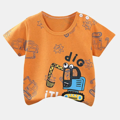 Children's  Cartoon Print T-Shirt  Short Sleeve 100% Cotton