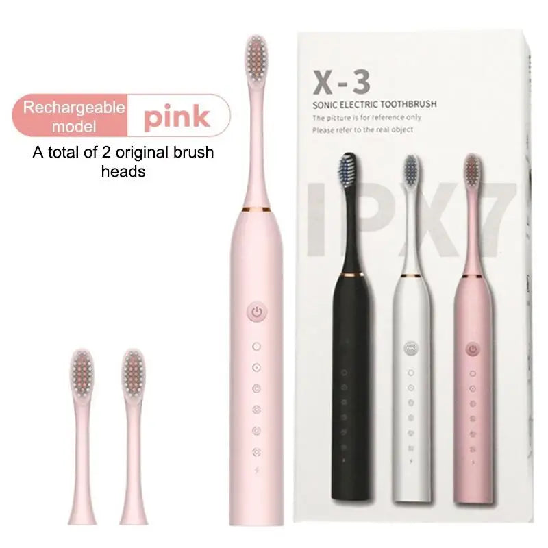 Electric Ultrasonic Toothbrush Set (Six‑Speed, Waterproof, USB Charging, Adult Tooth Cleaner)