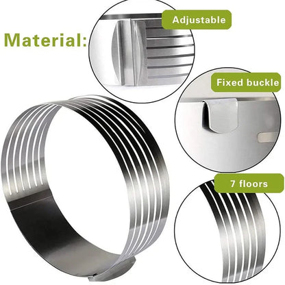 6-12inch Adjustable Stainless Steel Cake Slicer Mold Bakeware Cutter Cake Ring Baking Cake Tools Bread Slicer Layered BakingTool