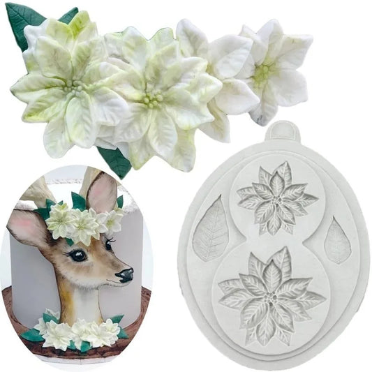 Christmas Flower Silicone Mold Fondant Mold Cake Decorating Tools Sugarcraft Chocolate Gumpaste Mold Kitchen Baking Tool