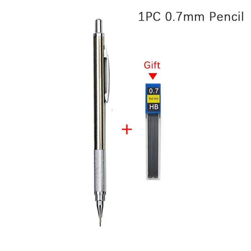 Full Metal Automatic Mechanical Pencil Set (0.3 -0.5 -0.7 -0.9 -1.3 -2.0mm)