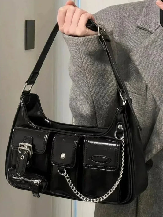 Richme Punk Bolso Mujer Fashion 2025 Trend New Design Chains Crossbody Shoulder Bags Harajuku Y2k PU Individuality Ladies Bags
