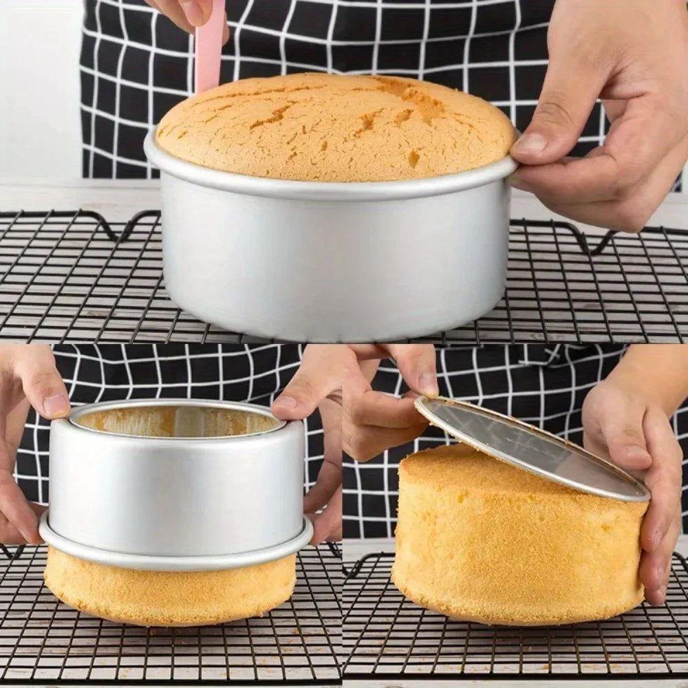 1pc Layered Circular Cake Mold Set – 4/6/8in Non‑Stick Baking Pans with Detachable Bottom