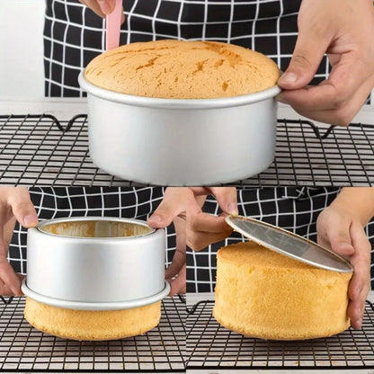 1pc Layered Circular Cake Mold Set – 4/6/8in Non‑Stick Baking Pans with Detachable Bottom