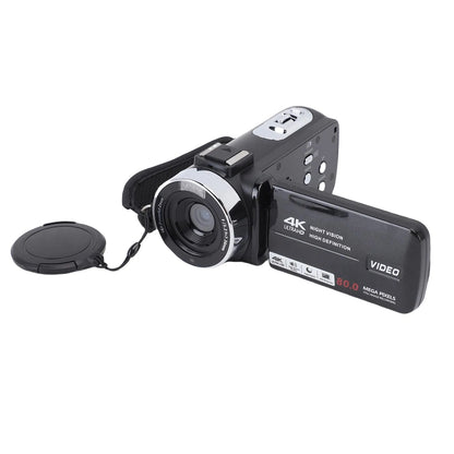 4K 80MP Camcorder – 18X Zoom, 3" Rotating Screen
