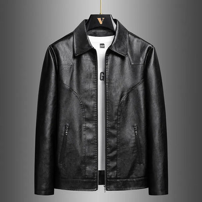 Men’s Classic PU Lapel Jacket