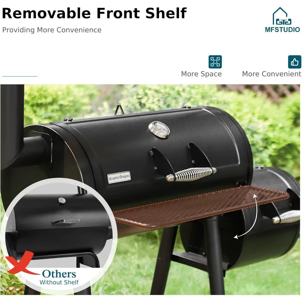 Heavy‑Duty Charcoal &amp; Wood Offset Smoker Grill (512 sq. in.)