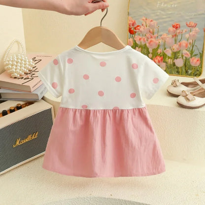 Baby Girl Polka Dot Dress – Summer Outfit with 3D Bow, Sweet Birthday Party Dress for Toddlers