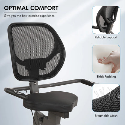 Recumbent Exercise Bike for Home Stationary Bike Sturdy Quiet 8 Levels Recumbent Bikes Large Comfortable Seat Heart Rate Handle