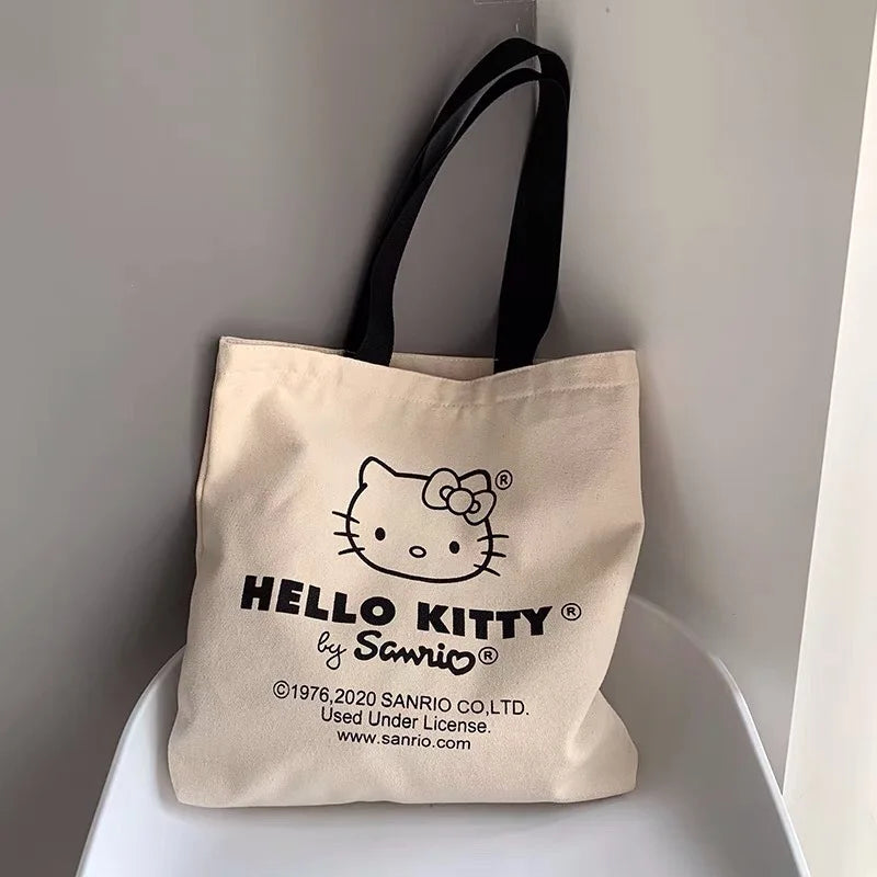 Sanrio Hello Kitty Canvas Shoulder Tote – Large Capacity