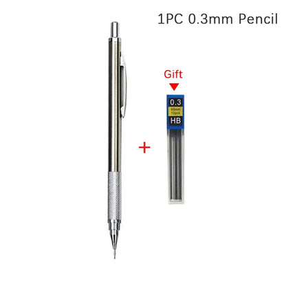 Full Metal Automatic Mechanical Pencil Set (0.3 -0.5 -0.7 -0.9 -1.3 -2.0mm)