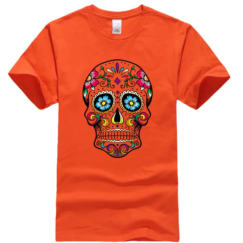 Men's T-shirt High Quality 100% Cotton Street Style Loose Cool Skull Printed Summer Men t shirt Casual Short Sleeve For Men