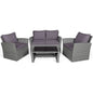4‑Piece Patio Rattan Furniture Set with Glass Coffee Table