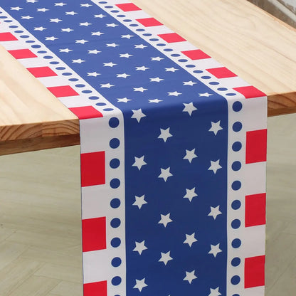 Patriotic Independence Day Linen Table Runner American Flag Heart Star Dwarf 4th of July Table Runner Kitchen Dining Party Decor