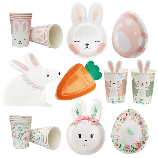 Happy Easter Party Supplies – Bunny, Carrot & Egg Paper Plates for Kids’ 1st, 2nd & 3rd Birthday Decorations