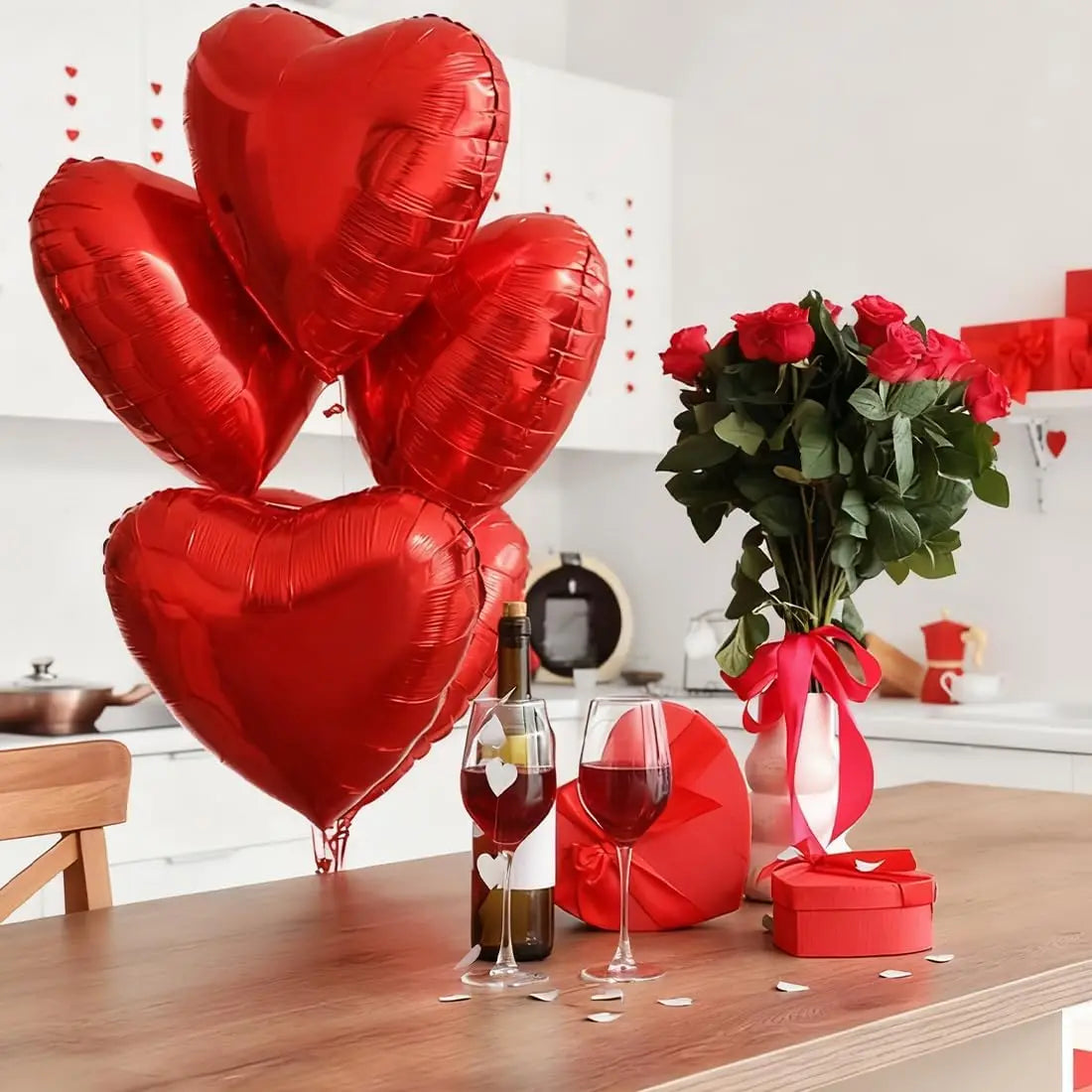 Heart-shaped Balloons 63inch Giant Foil Balloon Bright Pink Red Romantic Wedding Night Valentine's Day Anniversary Party Decor