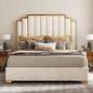 King Velvet Bed Frame with 65" Gold Trim Headboard – Black (Custom)