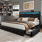 Queen Upholstered LED Platform Bed w/ 4 Storage Drawers