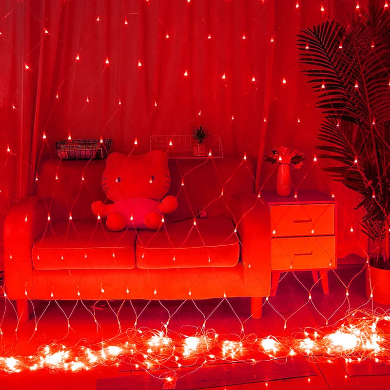 LED Net Mesh Fairy Lights – Outdoor Waterproof Curtain String Lights (Multiple Sizes, 110V/220V)