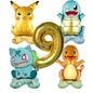 5pcs Pokémon Cartoon Balloon Number Set (Pikachu · Charmander · Squirtle · Bulbasaur)