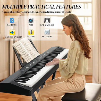 88‑Key Weighted Digital Piano Set (Dual X‑Stand, Bag, Pedal, Stereo)