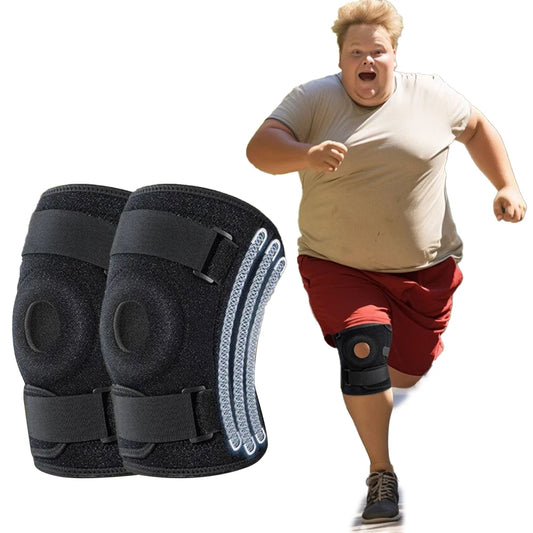 Plus‑Size Open‑Back Knee Brace – Side Stabilizers & Patella Support for Meniscus Tear Relief