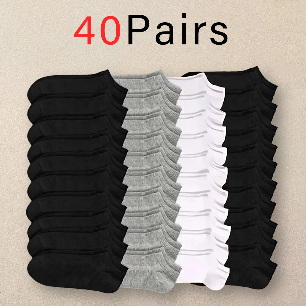 10/20/40 Pairs Men's Boat Socks Sweat Absorption Ankle