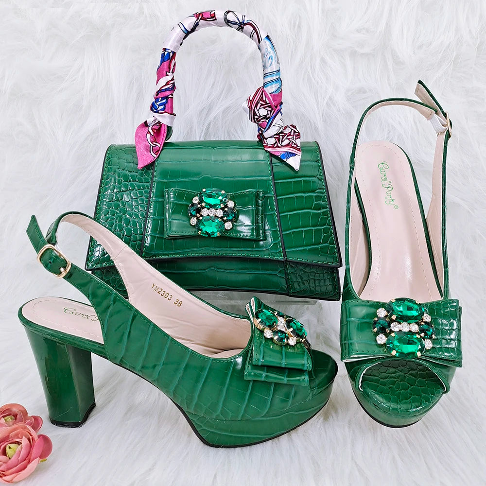 Doershow beautiful Italian shoe and bag set, featuring new shoes and matching bags from Italy in a stunning pink color, model HFG1-23.