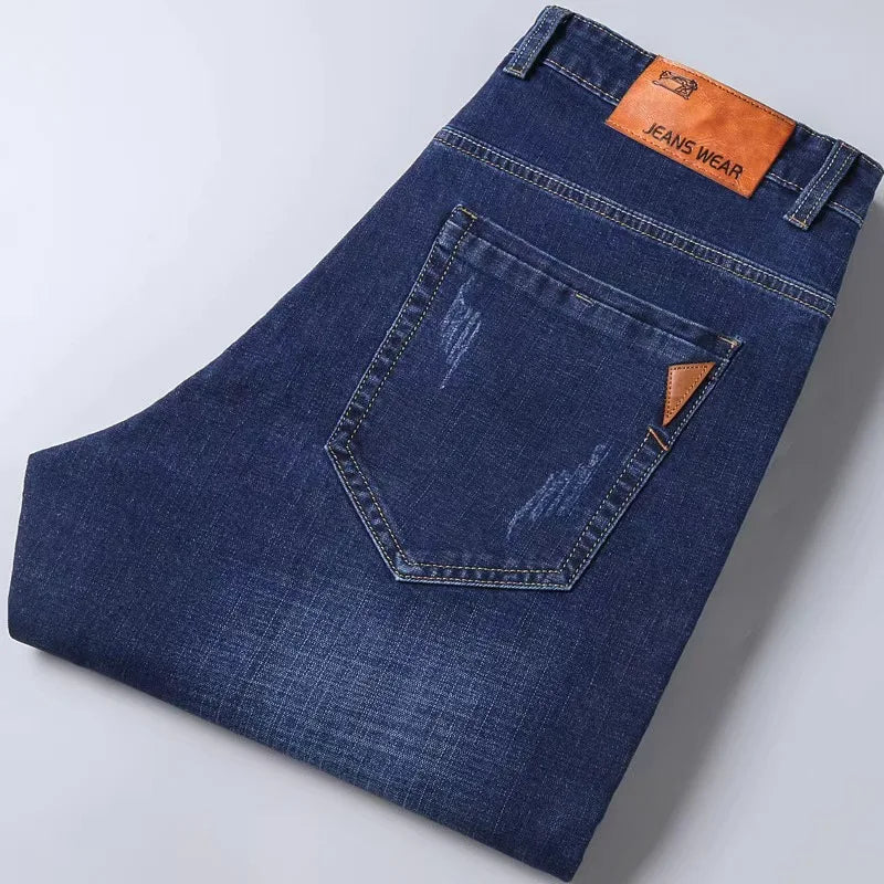 Men’s Straight Jeans (Stretch Slim Fit, Business Casual Denim Trousers)