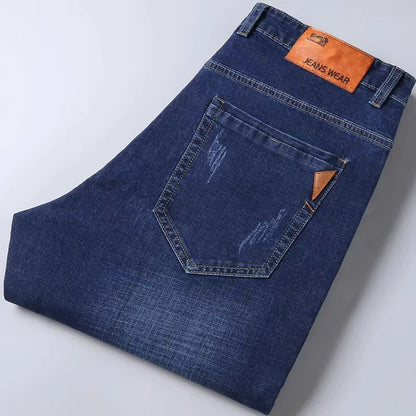Men’s Straight Jeans (Stretch Slim Fit, Business Casual Denim Trousers)