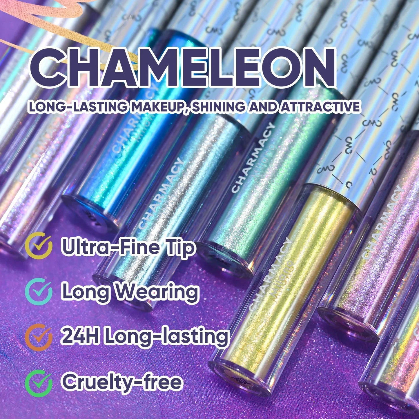 Duo chrome Glitter Liquid Eyeliner Waterproof Long-lasting Ultra-Fine Tip Smudge-proof Eye Liner Makeup