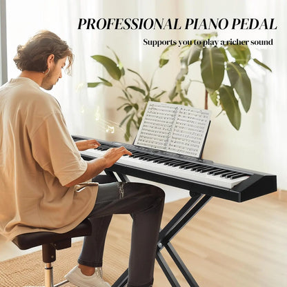 88‑Key Weighted Digital Piano Set (Dual X‑Stand, Bag, Pedal, Stereo)