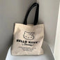 Hello Kitty Canvas Shoulder Bag (Large Capacity, Kawaii Daily Commuting Tote)